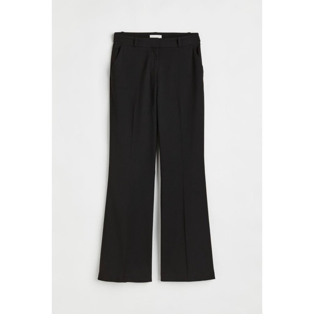 h&m black flared dress pants size 10 12 [wide leg trousers]